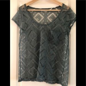 Urban Outfitters 🦚 UO Teal Lace Sheer Top